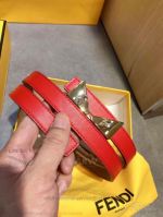 AAA Fake Fendi Red Leather Belt For Women - SS Buckle With Diamond